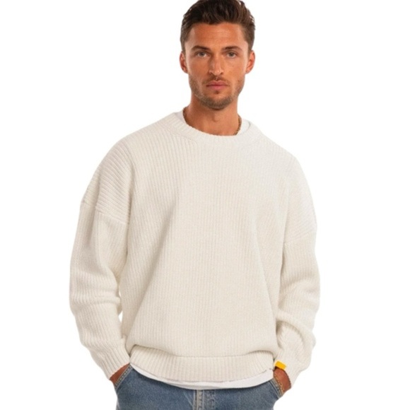 Cream 100% Cotton Crew Neck Sweater Size Medium Great Lakes Recreation Sweater - Picture 1 of 8